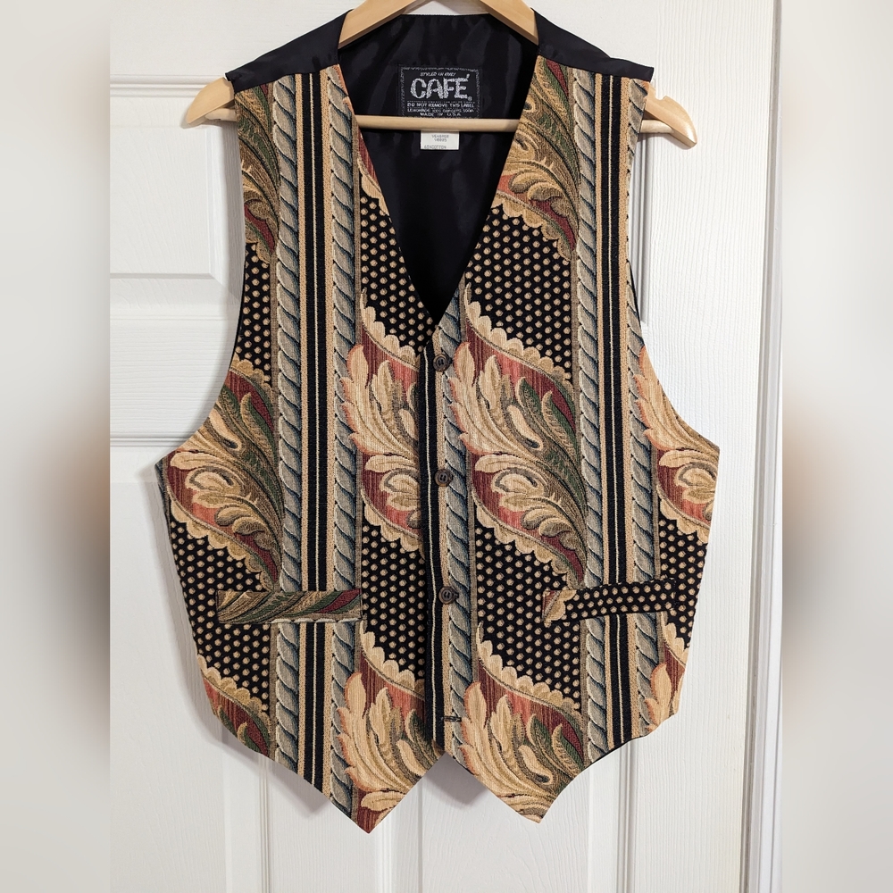 Cafe Vintage button front vest made in USA styled in Italy NO SIZE TAG
